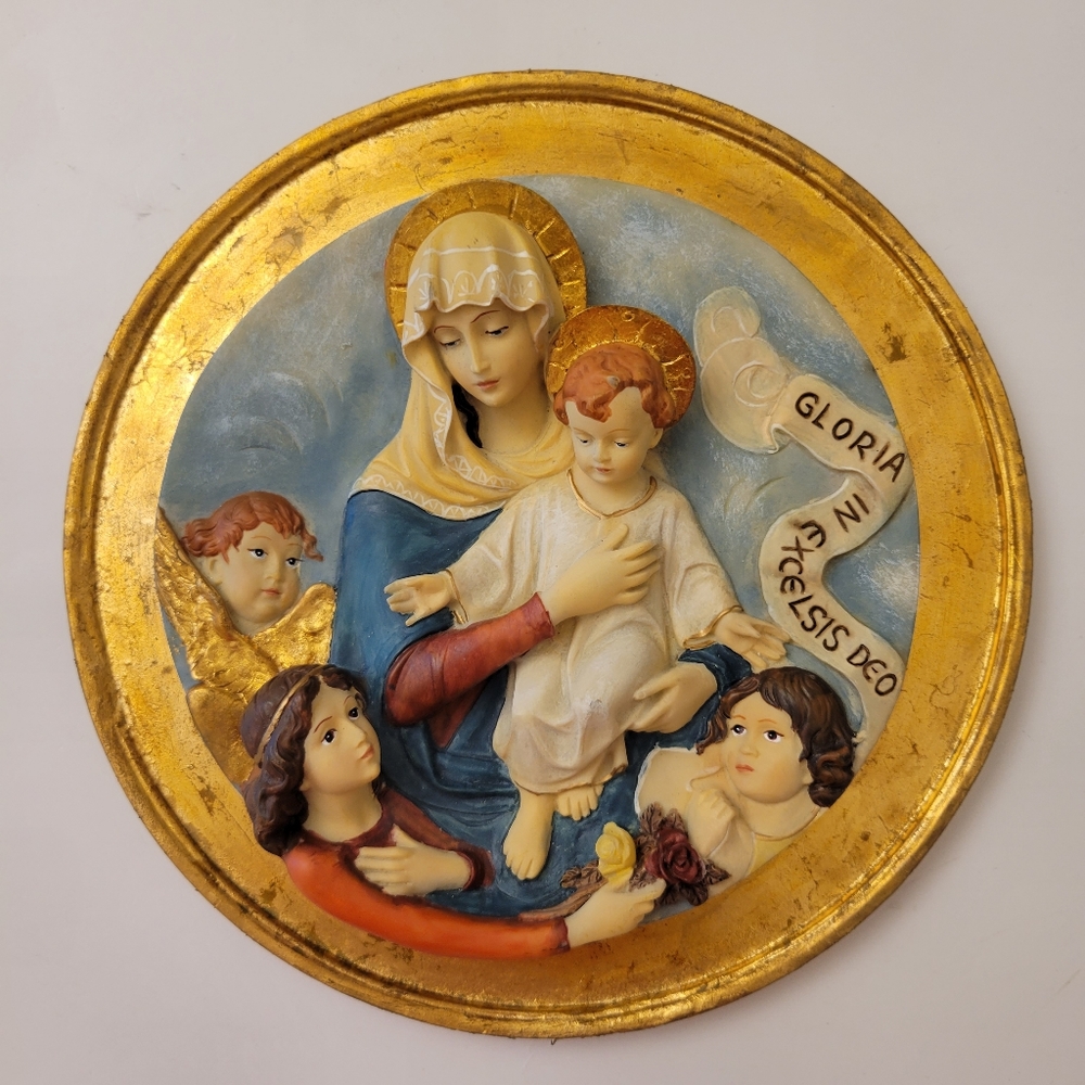 Our Lady And Child Wall Medallion Plaque